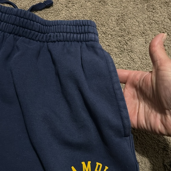 EUC Champion Brand Sweats-Men’s Sz S-Cotton Blend-Navy/Yellow-Drawstring Waist - Picture 12 of 14